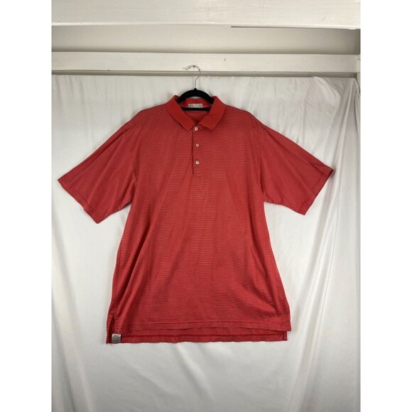 Peter Millar Striped Orange Shirt Men's Size XL Golf Polo - Picture 2 of 12